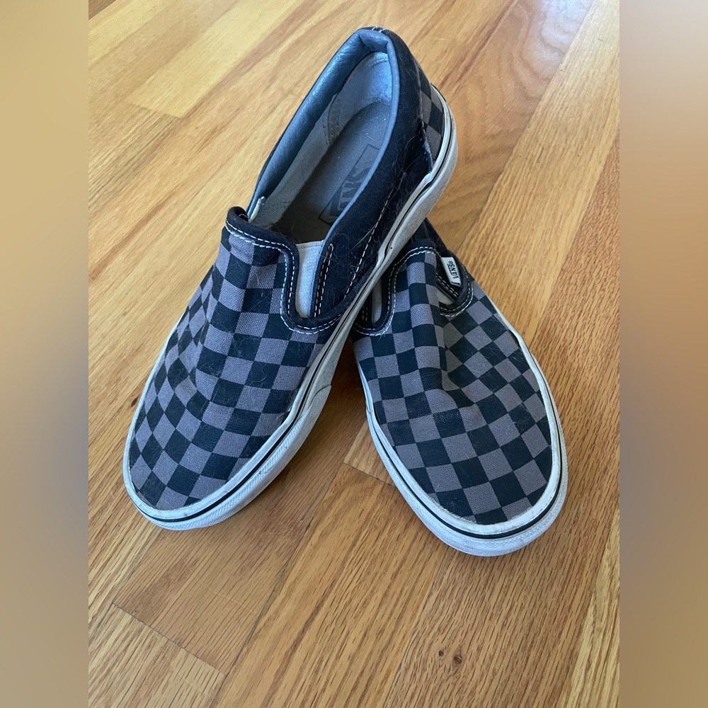 Checkered slip on vans